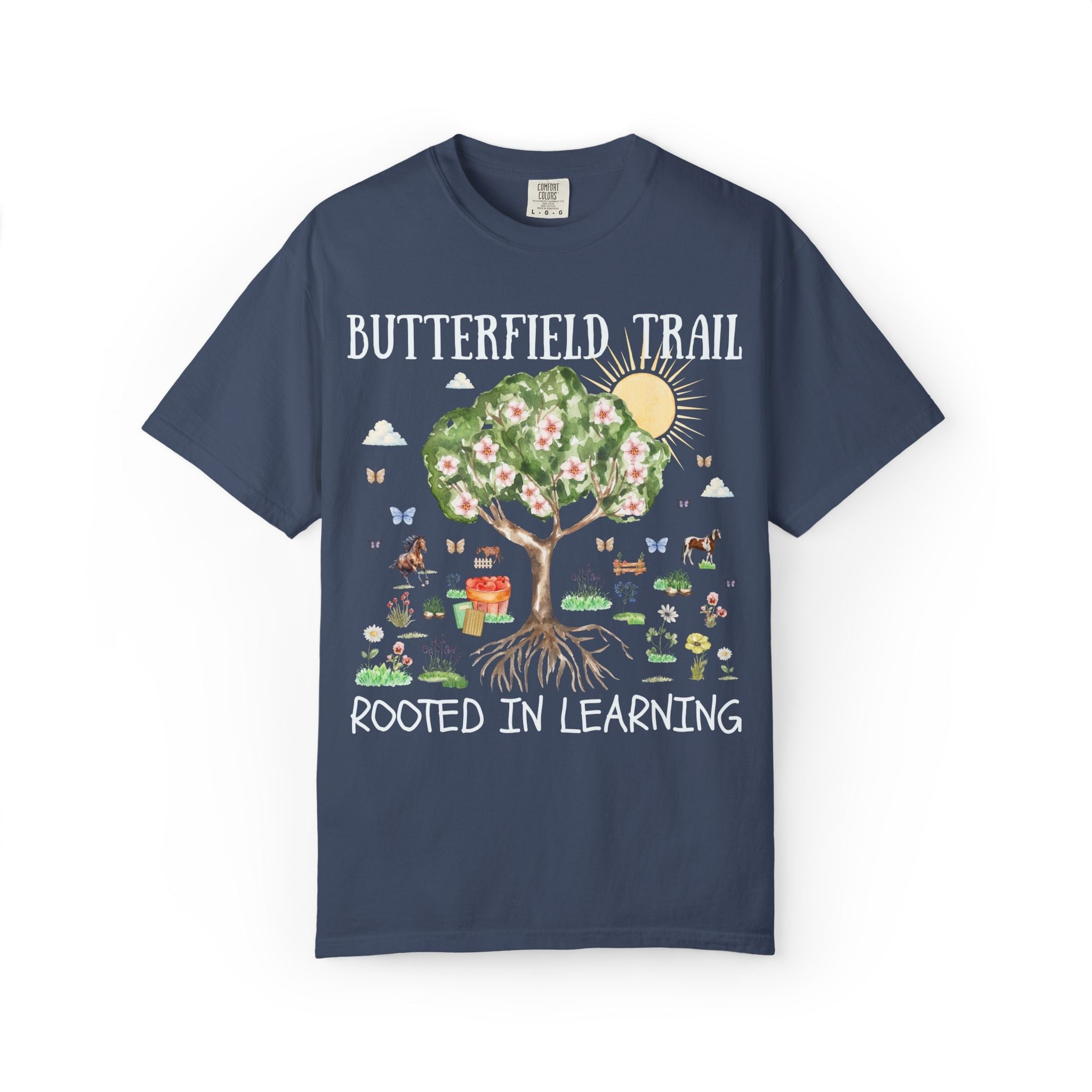 Butterfield Trail Elementary Tee Shirt: Rooted in Learning | FPS + Opal and June Tee Shirt, Fayetteville Public Schools - Opal and June
