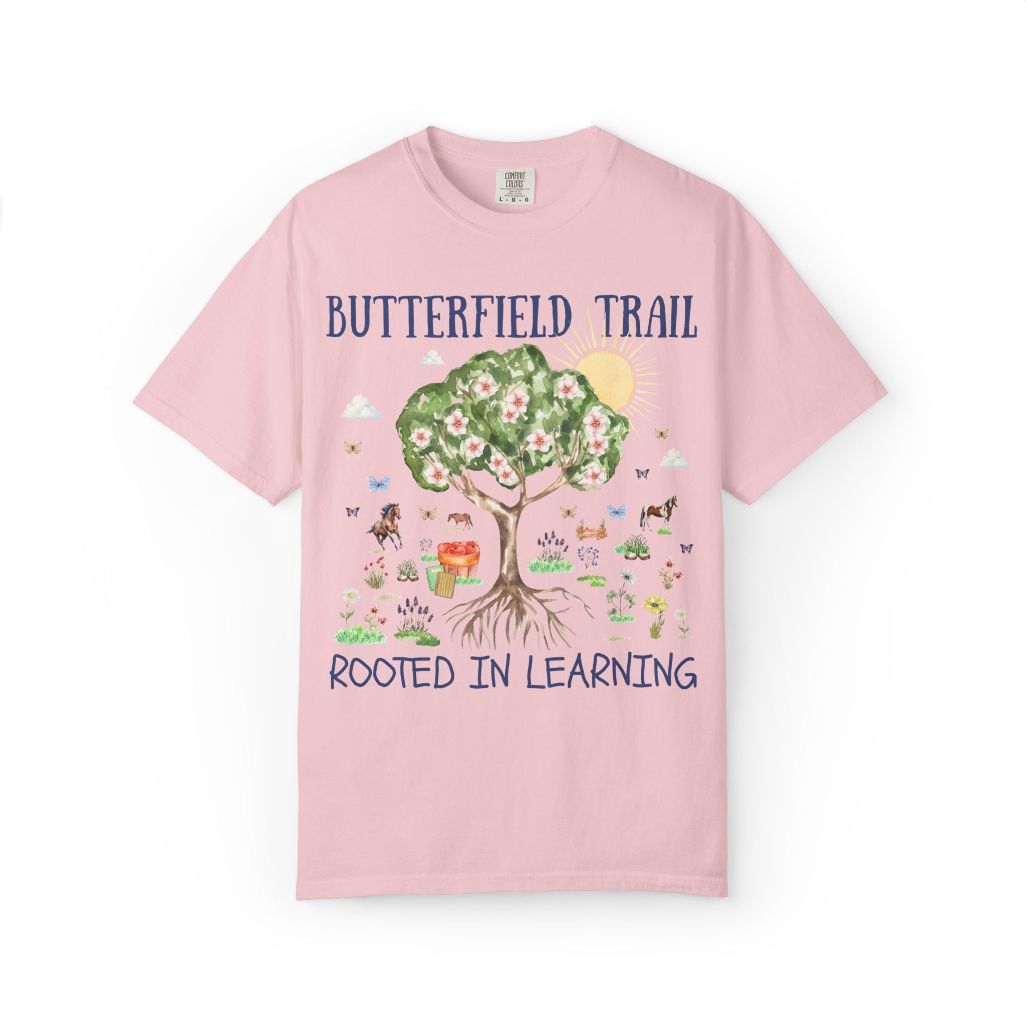 Butterfield Trail Elementary Tee Shirt: Rooted in Learning | FPS + Opal and June Tee Shirt, Fayetteville Public Schools - Opal and June
