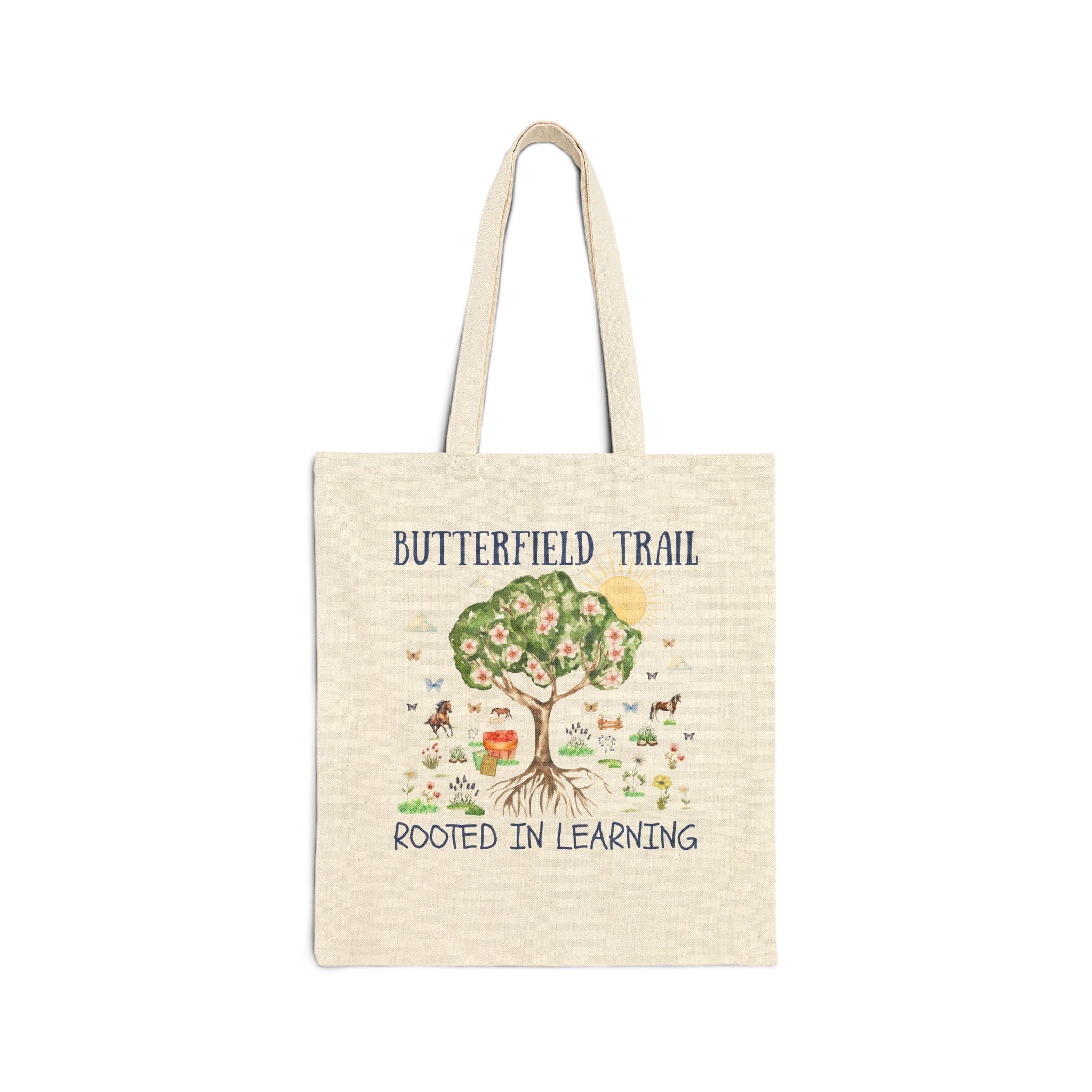 Butterfield Trail Elementary Tote Bag: Rooted in Learning | FPS + Opal and June Tote Bag, Fayetteville Public Schools - Opal and June