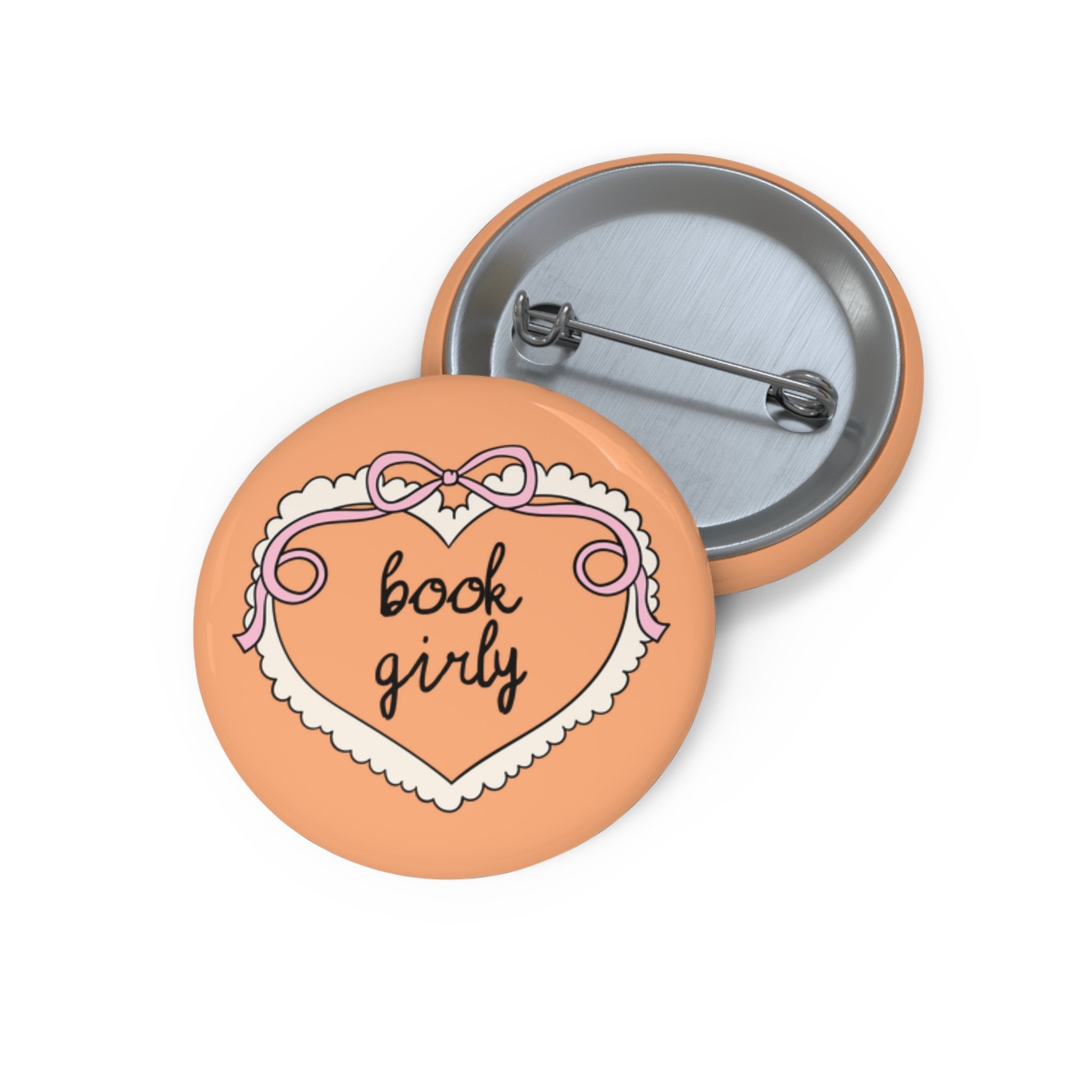 Button with Cute Y2K Aesthetic Heart, Romance Reader Button for Bookworm, School Librarian Gift, Reading Teacher Present - Opal and June