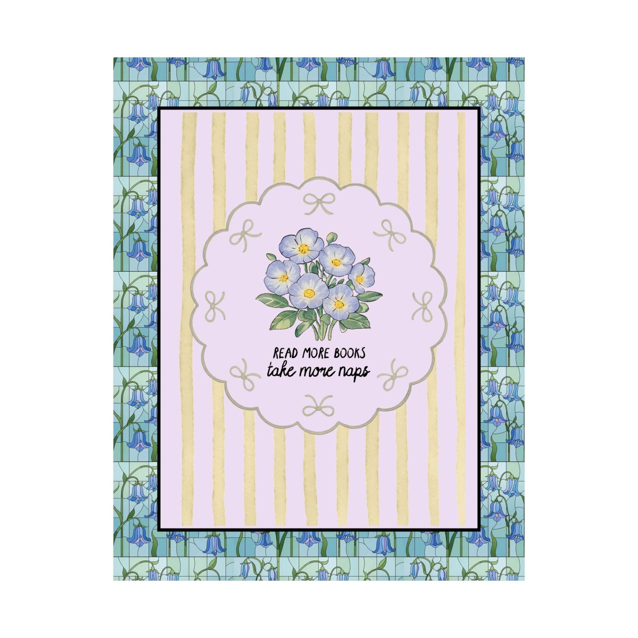 Buy More Books Take More Naps Poster with Flowers: Cute Bookish Gift for Romance Reader or Literature Major, Boho Flower Book Lover Gift - Opal and June