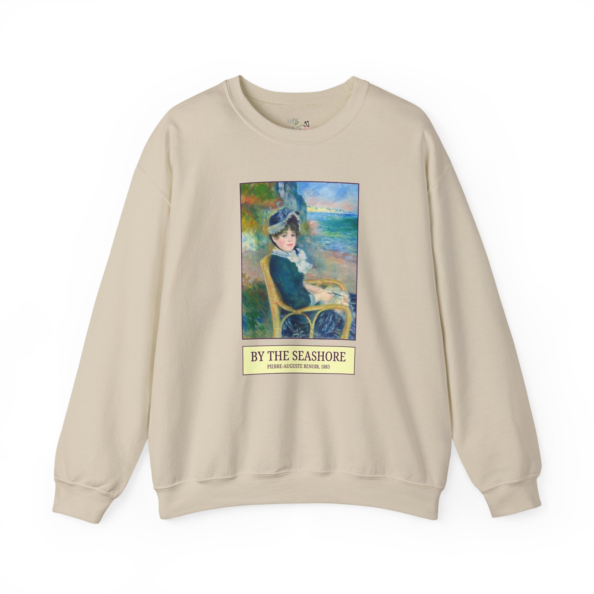 By the Seashore by Pierre-Auguste Renoir Art History Buff Sweatshirt, Late 19th Century Art Historian Gift for Museum Lover, Beach Trip Crewneck - Opal and June
