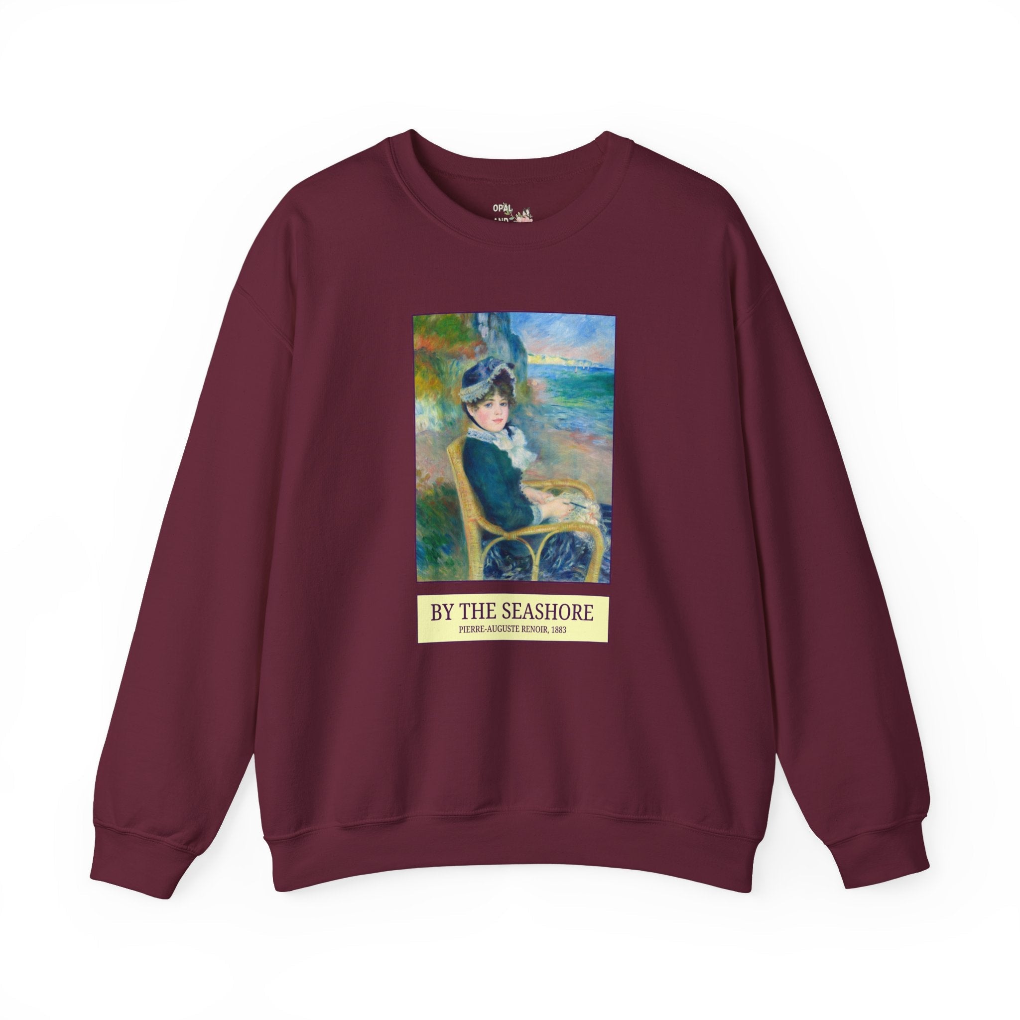 By the Seashore by Pierre-Auguste Renoir Art History Buff Sweatshirt, Late 19th Century Art Historian Gift for Museum Lover, Beach Trip Crewneck - Opal and June