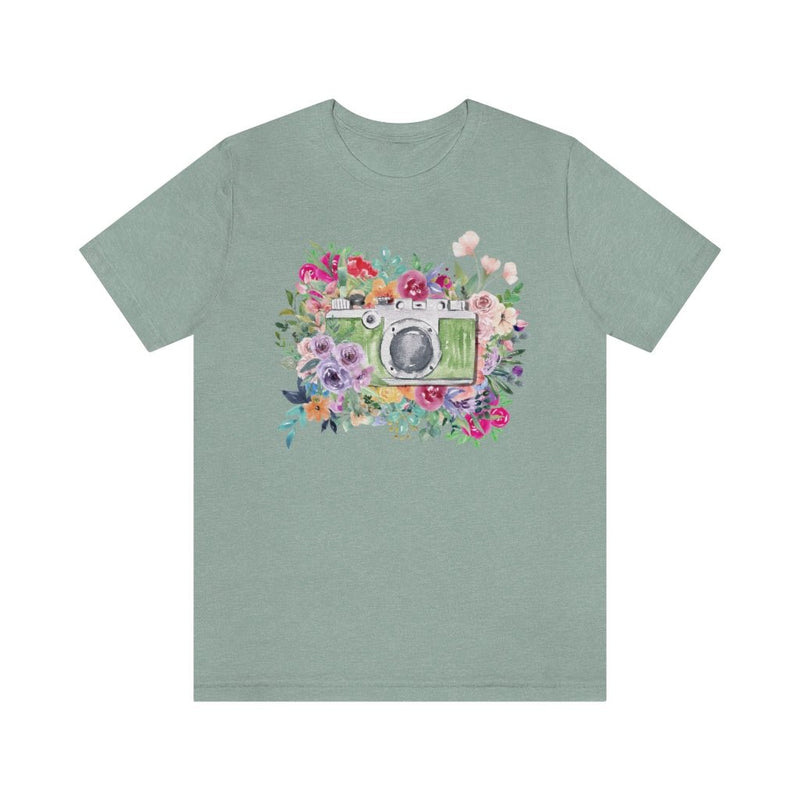 Camera Tee Shirt with Flowers - Opal and June