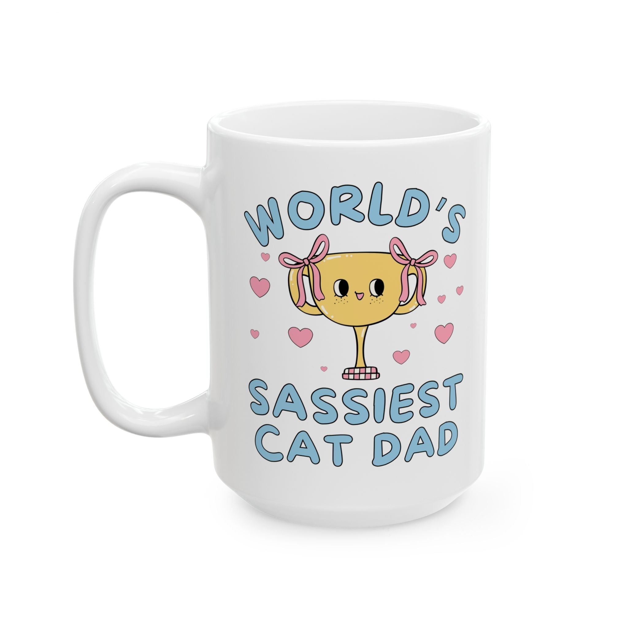 Cat Dad Gift for Friend Obsessed with their Cat: World's Sassiest Cat Dad, 15 Oz Coffee Mug for New Cat Owner, Gift for Husband or Boyfriend - Opal and June