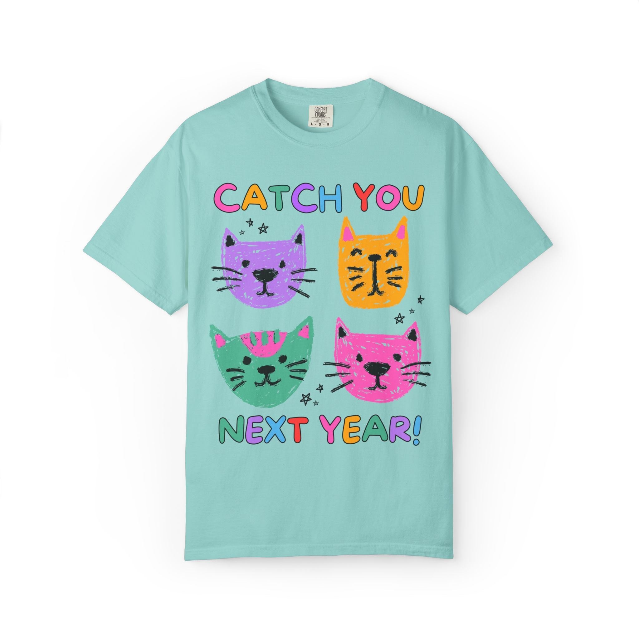 Cat Last Day of School Teacher Tee Shirt: Catch You Next Year! | Funny Animal Lover End of School Year T-Shirt for Cat Mom or Cat Dad - Opal and June