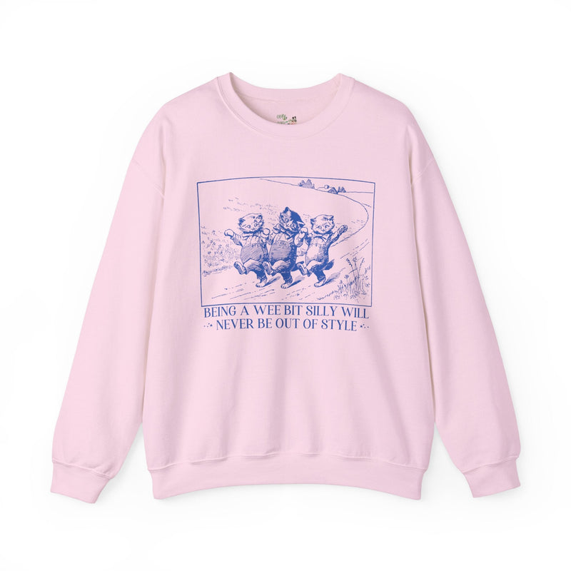 Cat Lover Sweatshirt with Funny Saying: A Wee Bit Silly, 90s Indie Sleaze Aesthetic Crewneck with Cats, Wholesome Cat Mom Cat Dad Present - Opal and June