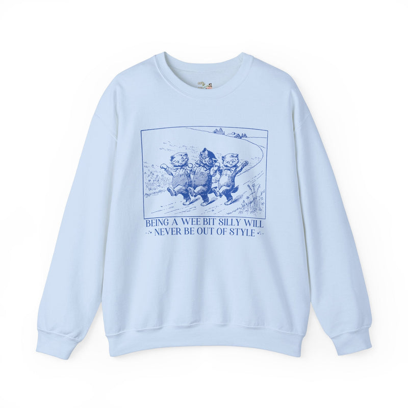 Cat Lover Sweatshirt with Funny Saying: A Wee Bit Silly, 90s Indie Sleaze Aesthetic Crewneck with Cats, Wholesome Cat Mom Cat Dad Present - Opal and June