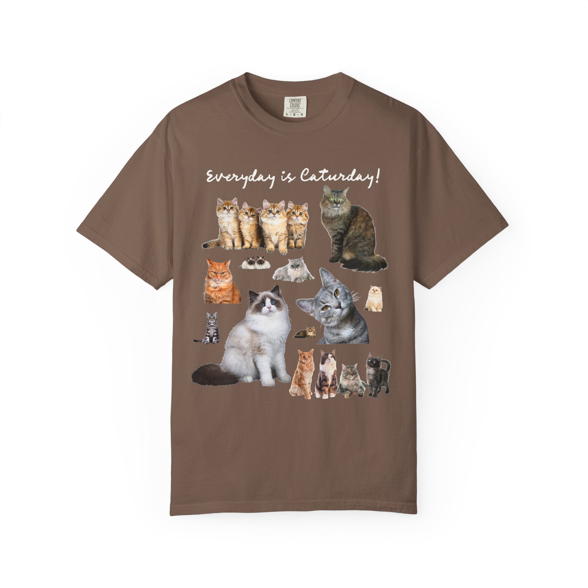 Cat Lover T-Shirt with Photos of Kittens and Cats, Silly Cat Mom or Cat Dad T-Shirt for Cat Owner or Friend Getting a Kitten for Birthday - Opal and June