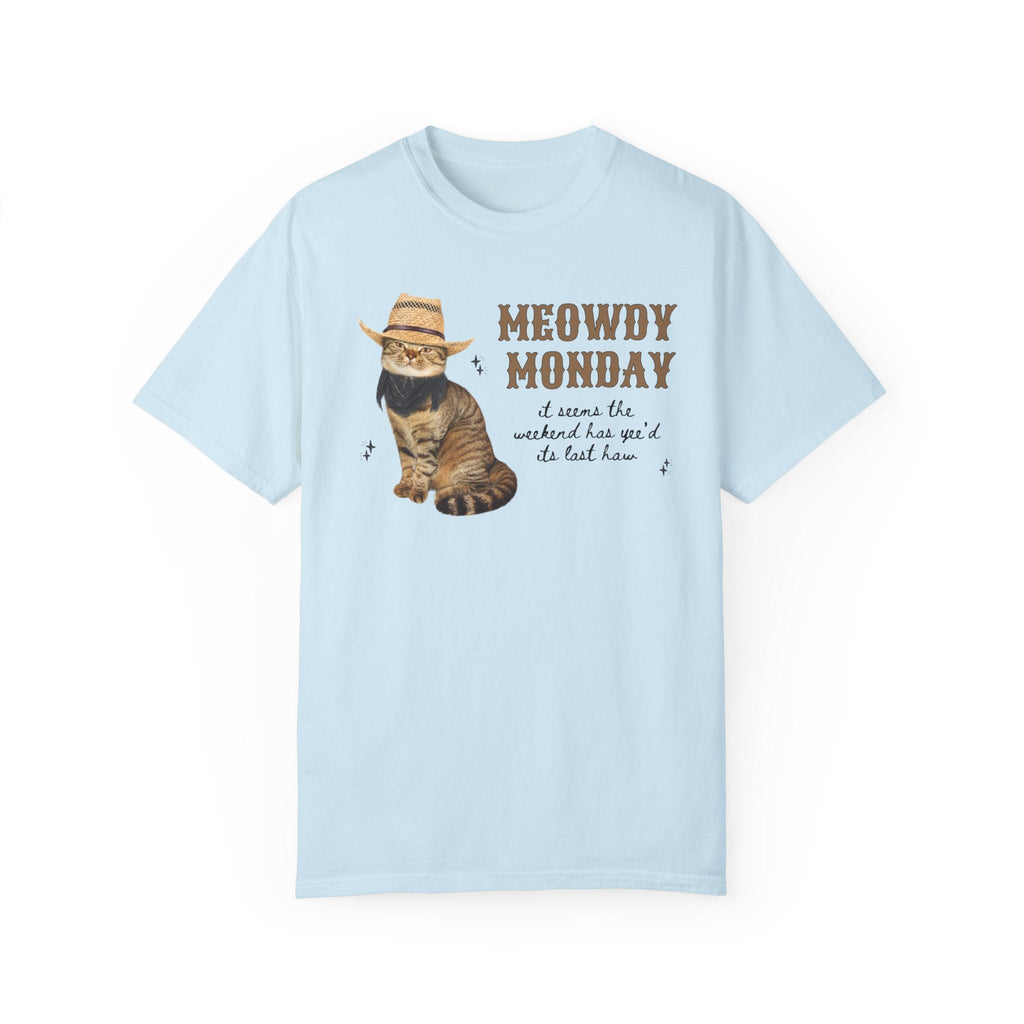 Cat Lover Tee Shirt with Groovy Western Vibes: Meowdy Monday, Silly Country Rodeo Cat Mom or Cat Dad T-Shirt with Stars, Gift for Daughter - Opal and June