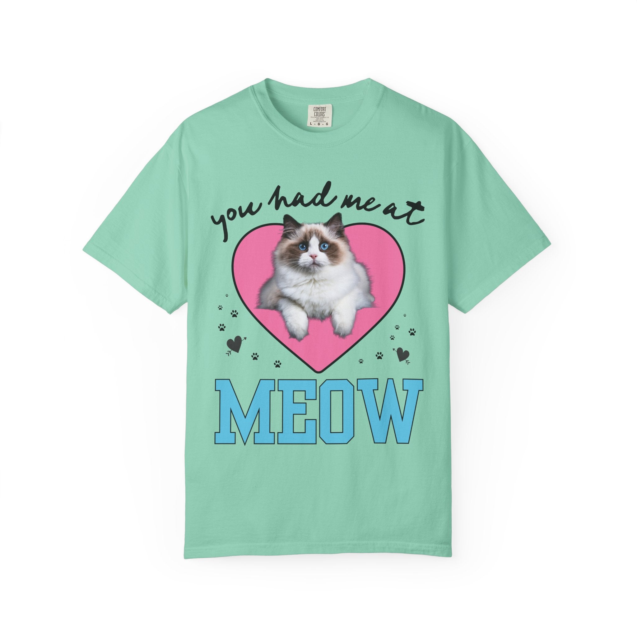 Cat Lover Valentine's Day Tee Shirt for Friend Who Loves Kittens and Cats, Silly Dreamcore Animal Lover Tee with Heart, Comfort Colors - Opal and June