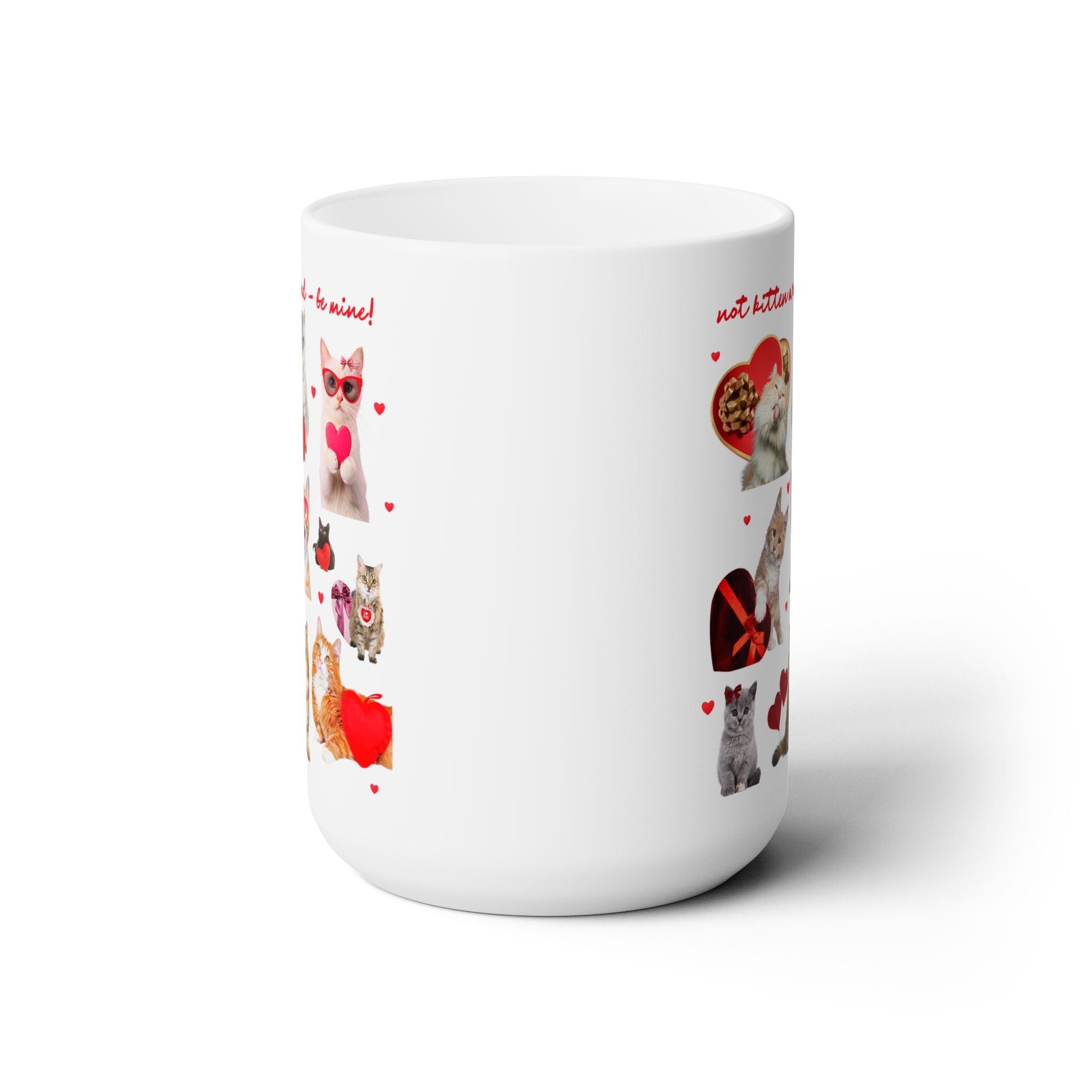 Cat Mom or Cat Dad Valentine's Day Coffee Mug for Friend Who Loves Cats, Silly Goblincore Kitten 15 Oz Mug with Hearts, Funny Sarcastic Gift - Opal and June