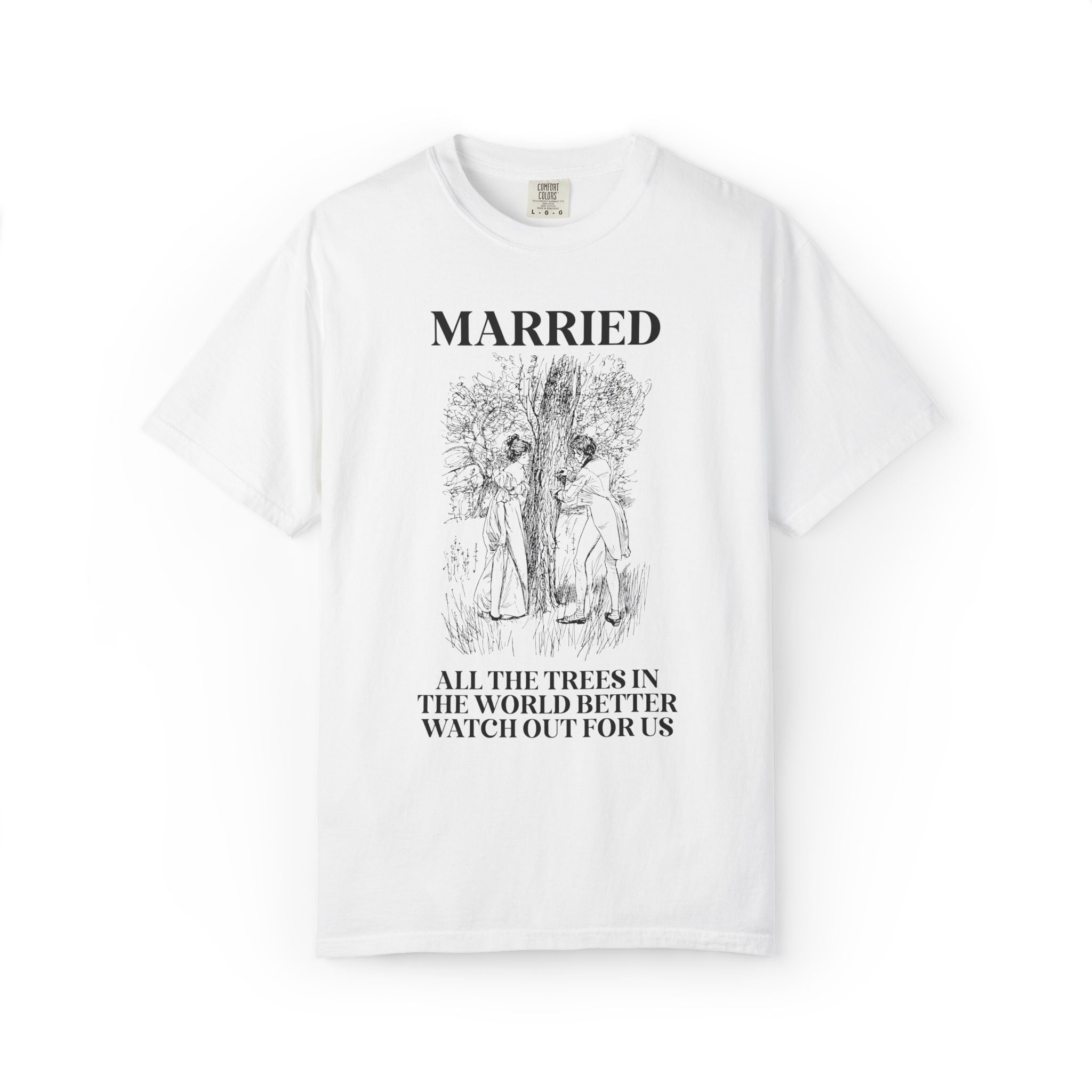 Chaotic Wedding Anniversary or Wedding Celebration Tee Shirt for Bride and Groom, Silly Historical Romance Aesthetic Kitschy Wedding Tee - Opal and June