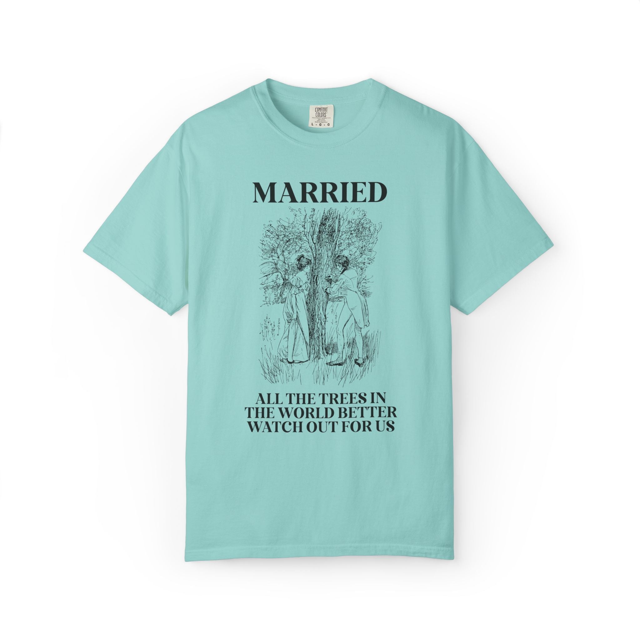 Chaotic Wedding Anniversary or Wedding Celebration Tee Shirt for Bride and Groom, Silly Historical Romance Aesthetic Kitschy Wedding Tee - Opal and June