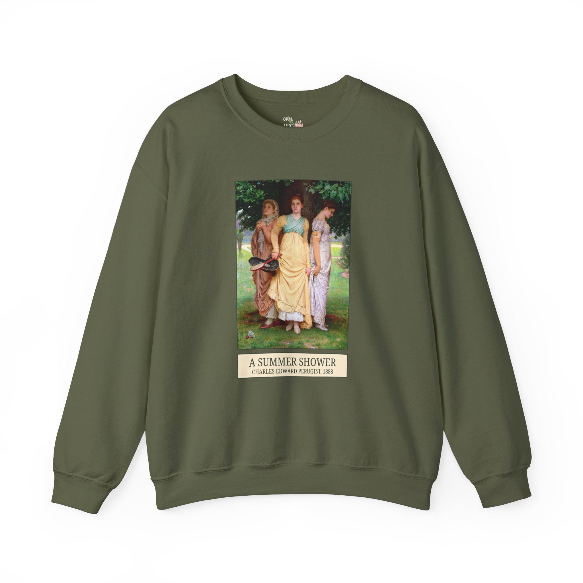 Charles Edward Perugini Art History Sweatshirt: A Summer Shower, 19th Century European Art, Victorian History, Famous Paintings of Women - Opal and June