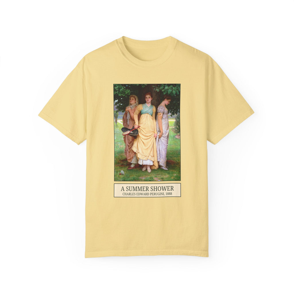 Charles Edward Perugini Art History Tee Shirt: A Summer Shower, 19th Century European Art, Victorian History, Famous Paintings of Women - Opal and June