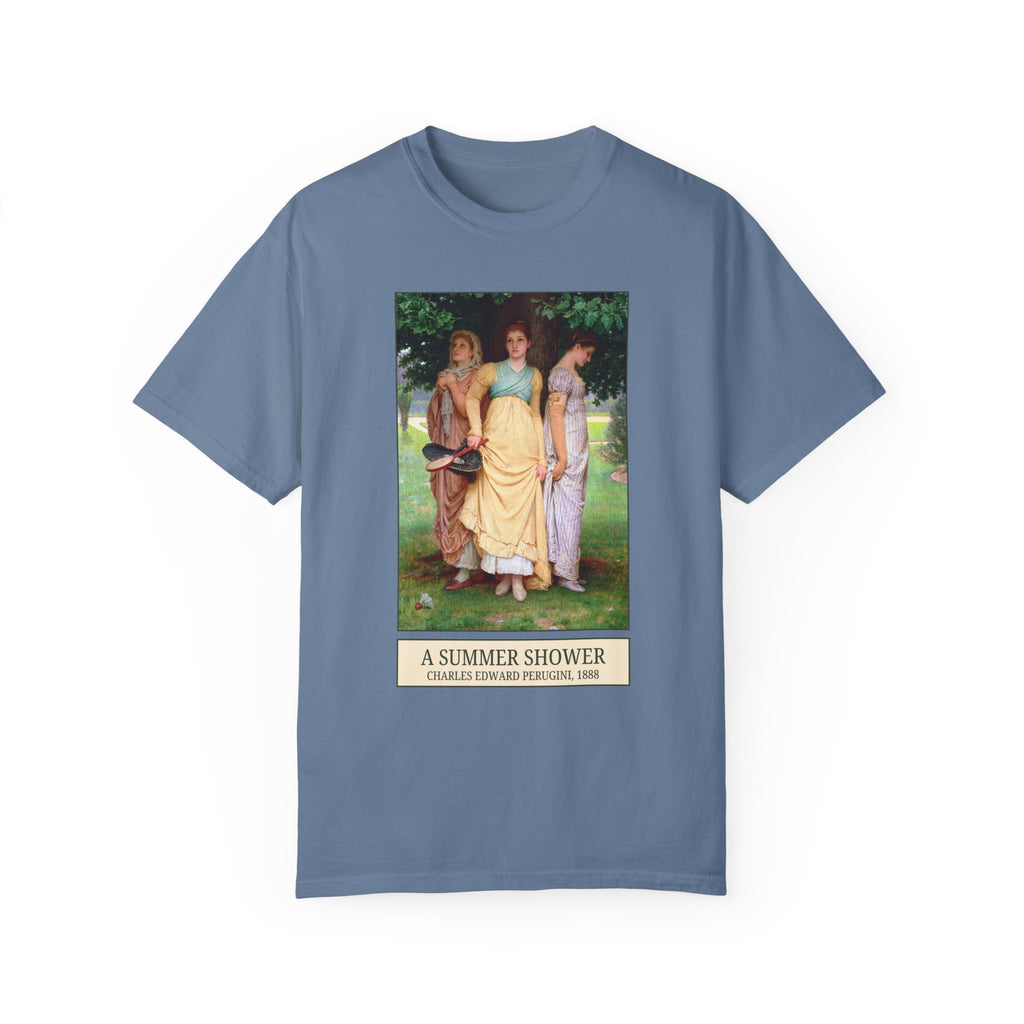 Charles Edward Perugini Art History Tee Shirt: A Summer Shower, 19th Century European Art, Victorian History, Famous Paintings of Women - Opal and June