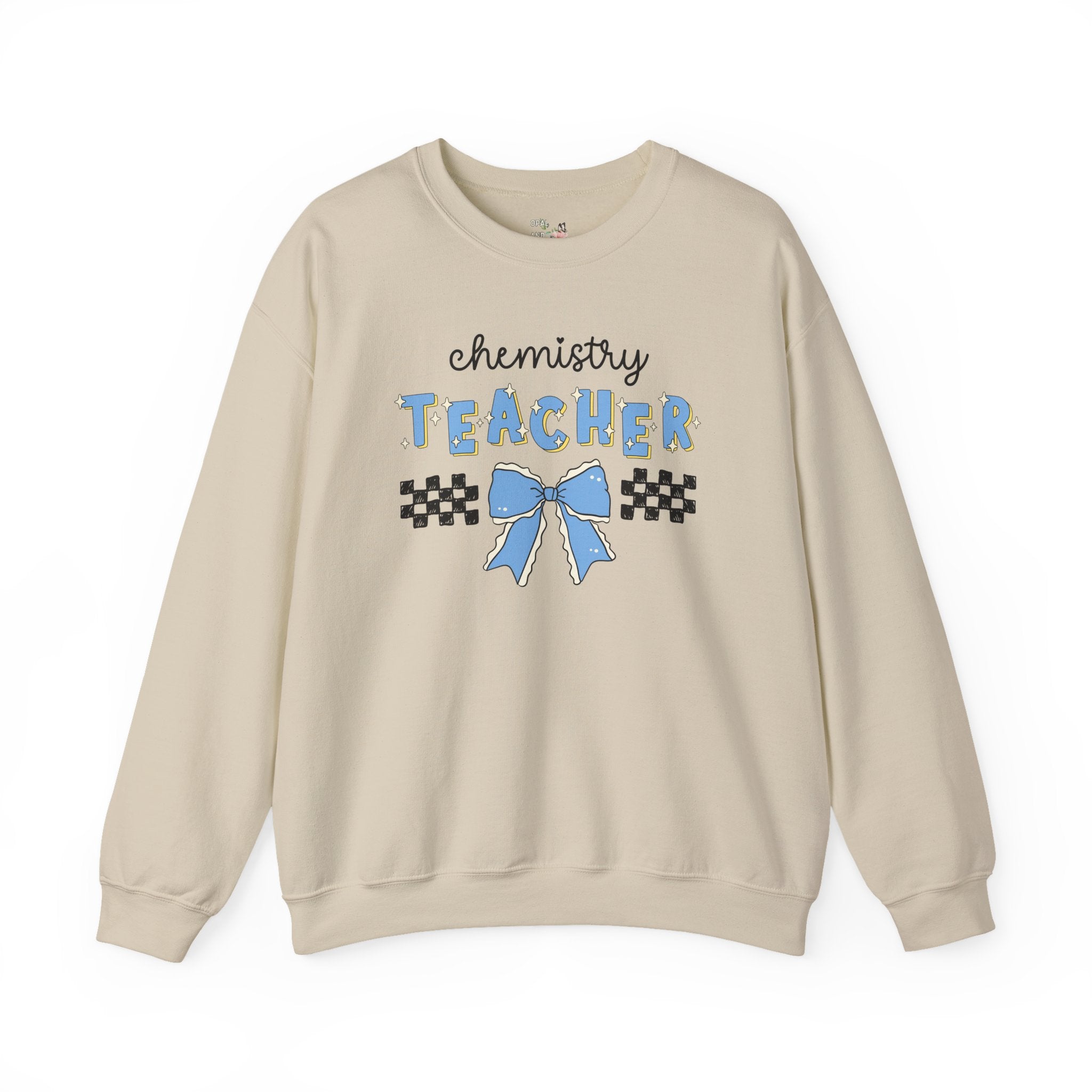 Chemistry Teacher Sweatshirt, Cute Retro Aesthetic Bow, Science Teacher or Professor, Matching Science Department Teacher Back to School - Opal and June