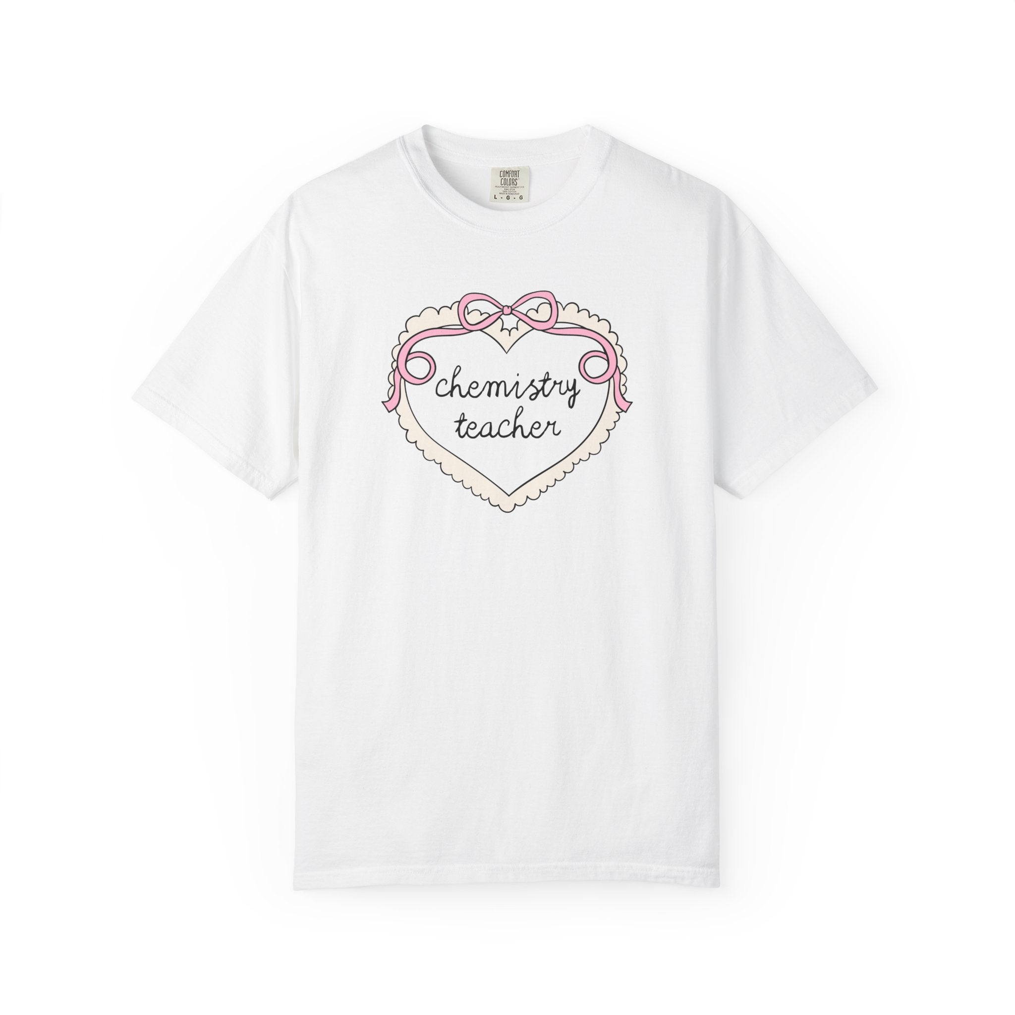 Chemistry Teacher Tee Shirt for Science Department, Cute Retro Aesthetic Heart Tee with Ribbon, Matching Teacher Tee, New Science Teacher - Opal and June