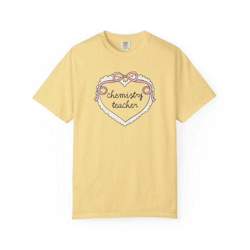 Chemistry Teacher Tee Shirt for Science Department, Cute Retro Aesthetic Heart Tee with Ribbon, Matching Teacher Tee, New Science Teacher - Opal and June