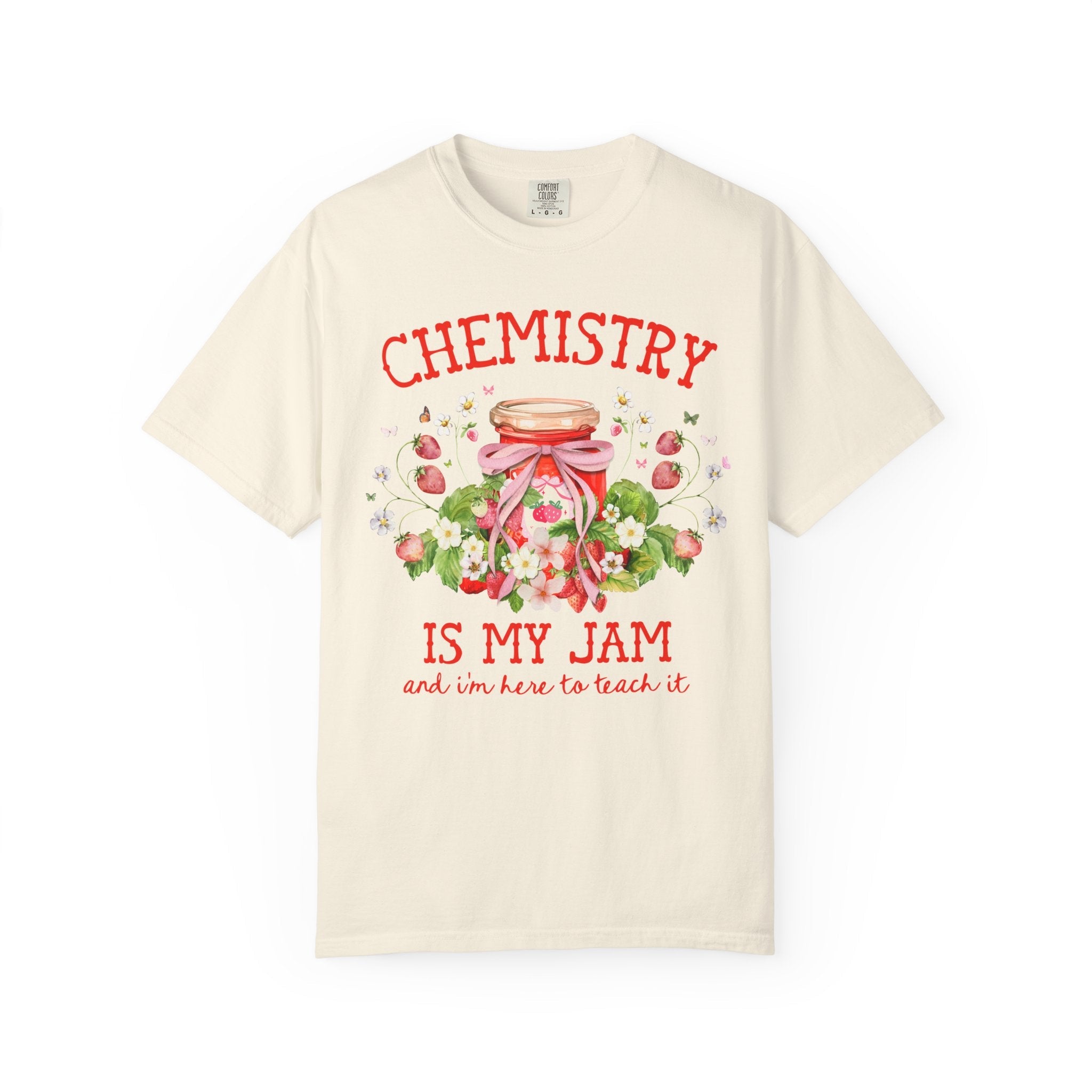 Chemistry Teacher Tee Shirt with Boho Strawberries, Cute Science Department Shirt with Flowers, Matching Chemistry Professor Fruit Lover Tee - Opal and June