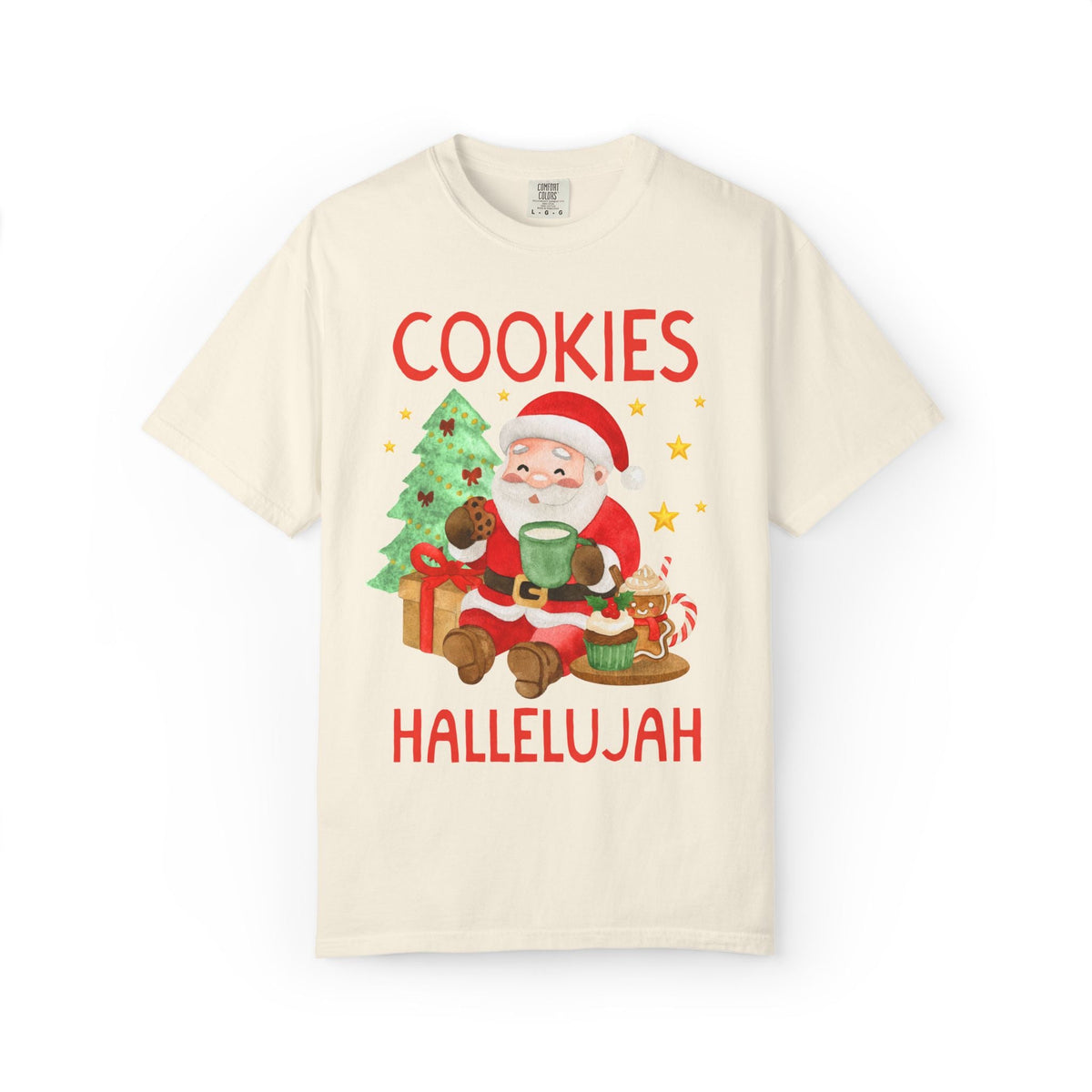 Christmas Baking Lover Tee Shirt with Santa Eating Cookies: Funny Vintage Aesthetic Holiday T-Shirt for Baking Cookies on Christmas Eve - Opal and June