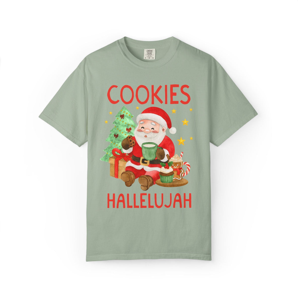Christmas Baking Lover Tee Shirt with Santa Eating Cookies: Funny Vintage Aesthetic Holiday T-Shirt for Baking Cookies on Christmas Eve - Opal and June