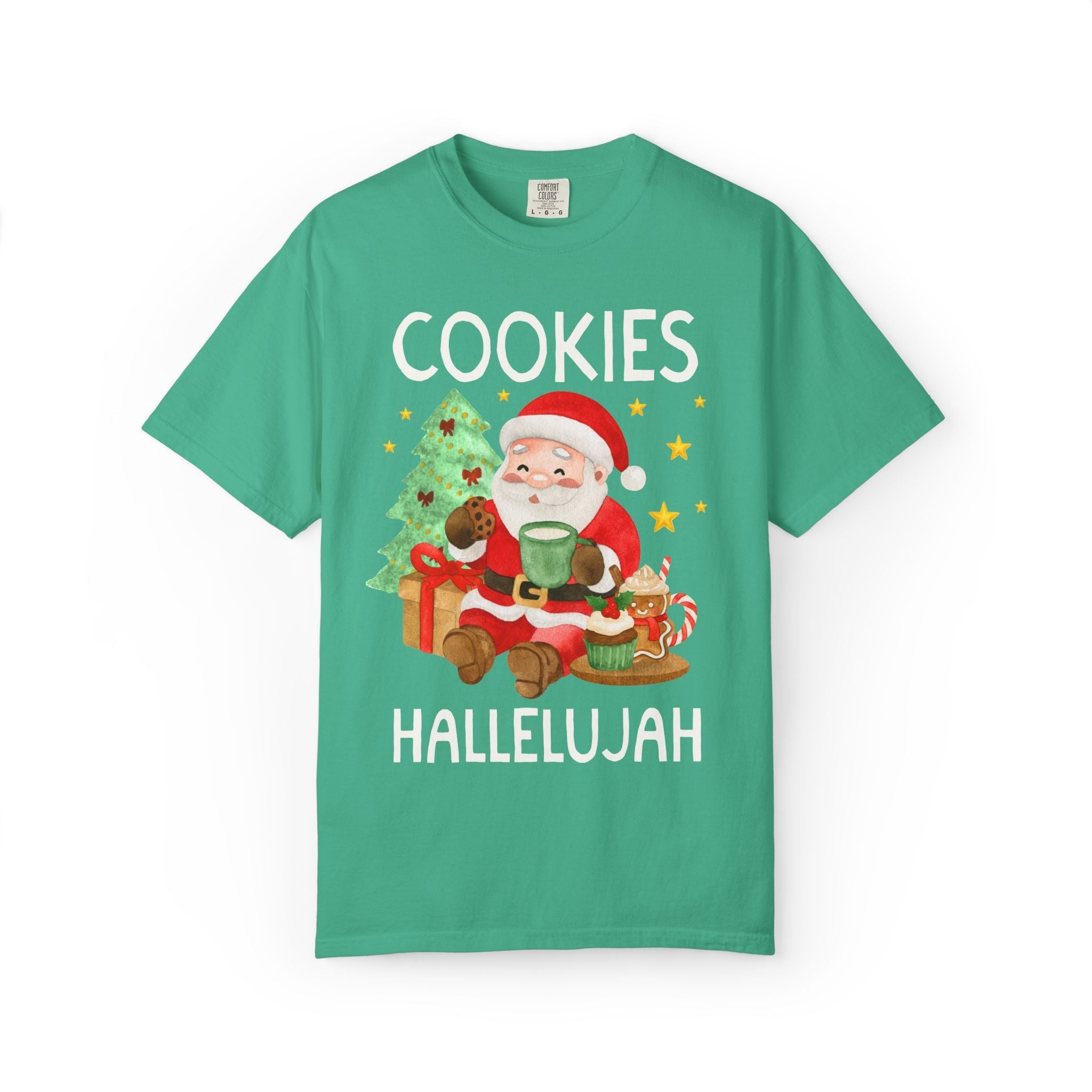 Christmas Baking Lover Tee Shirt with Santa Eating Cookies: Funny Vintage Aesthetic Holiday T-Shirt for Baking Cookies on Christmas Eve - Opal and June