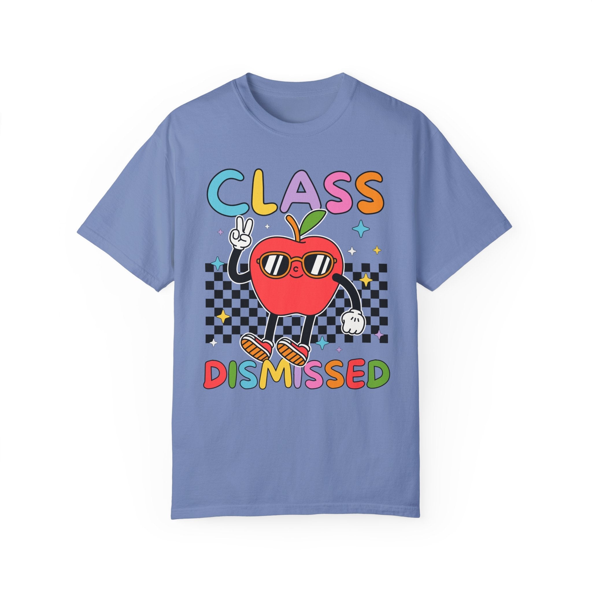 Class Dismissed Last Day of School Teacher Tee Shirt with Groovy Retro Vibe: End of School Year Matching Elementary School Teacher T-Shirt - Opal and June