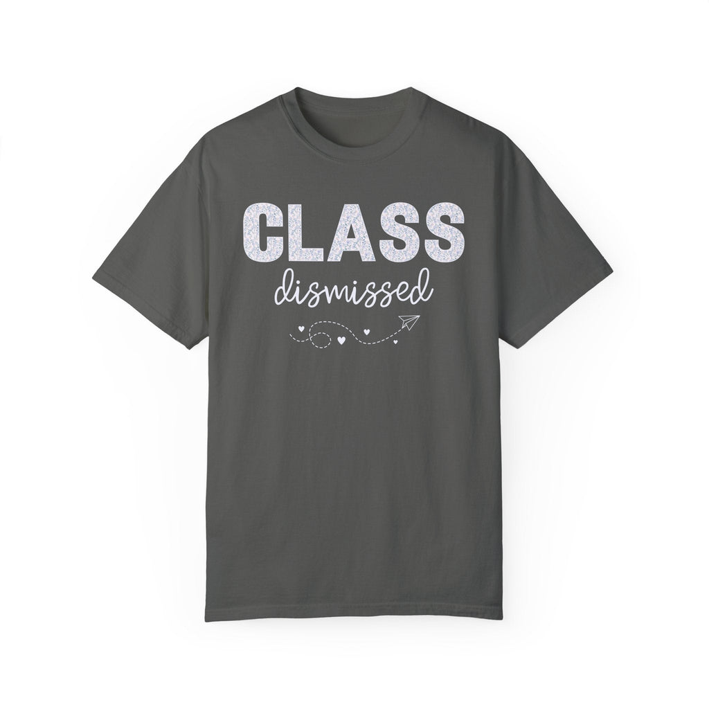 Class Dismissed Last Day of School Tee Shirt with Flowers, Cute Cottagecore Aesthetic Floral Tee with Hearts, End of School Year Matching T - Opal and June
