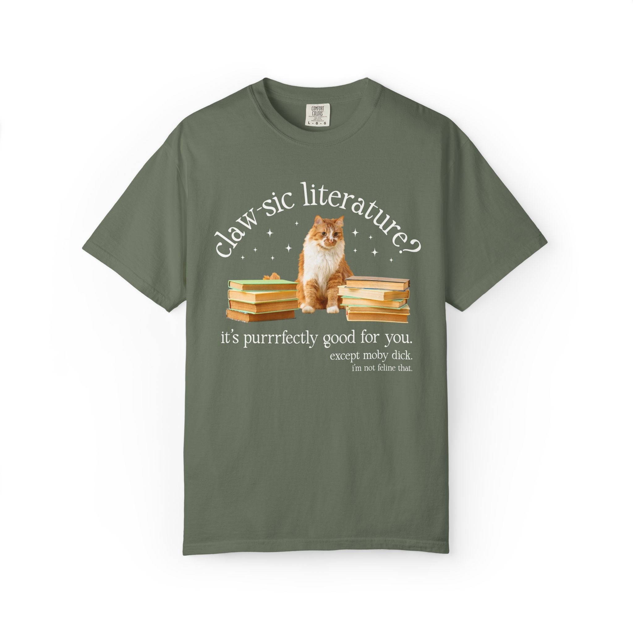 Classic Literature Herman Melville White Whale T-Shirt with Stars: Cute American Literature Professor Bookish Tee for Cat Mom or Cat Dad - Opal and June