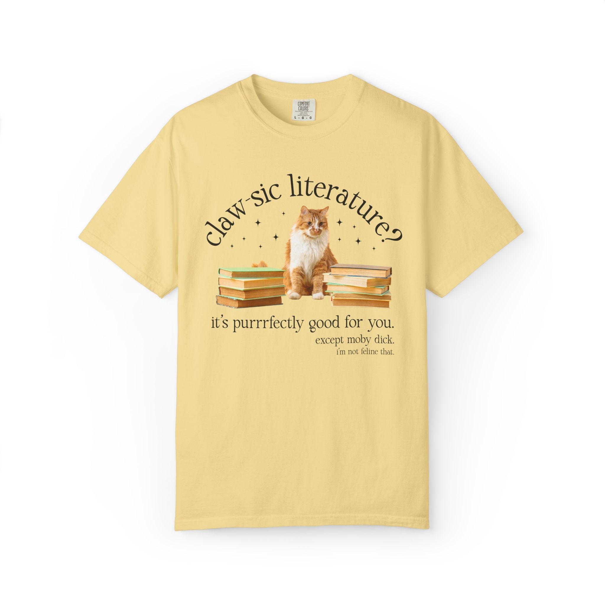 Classic Literature Herman Melville White Whale T-Shirt with Stars: Cute American Literature Professor Bookish Tee for Cat Mom or Cat Dad - Opal and June