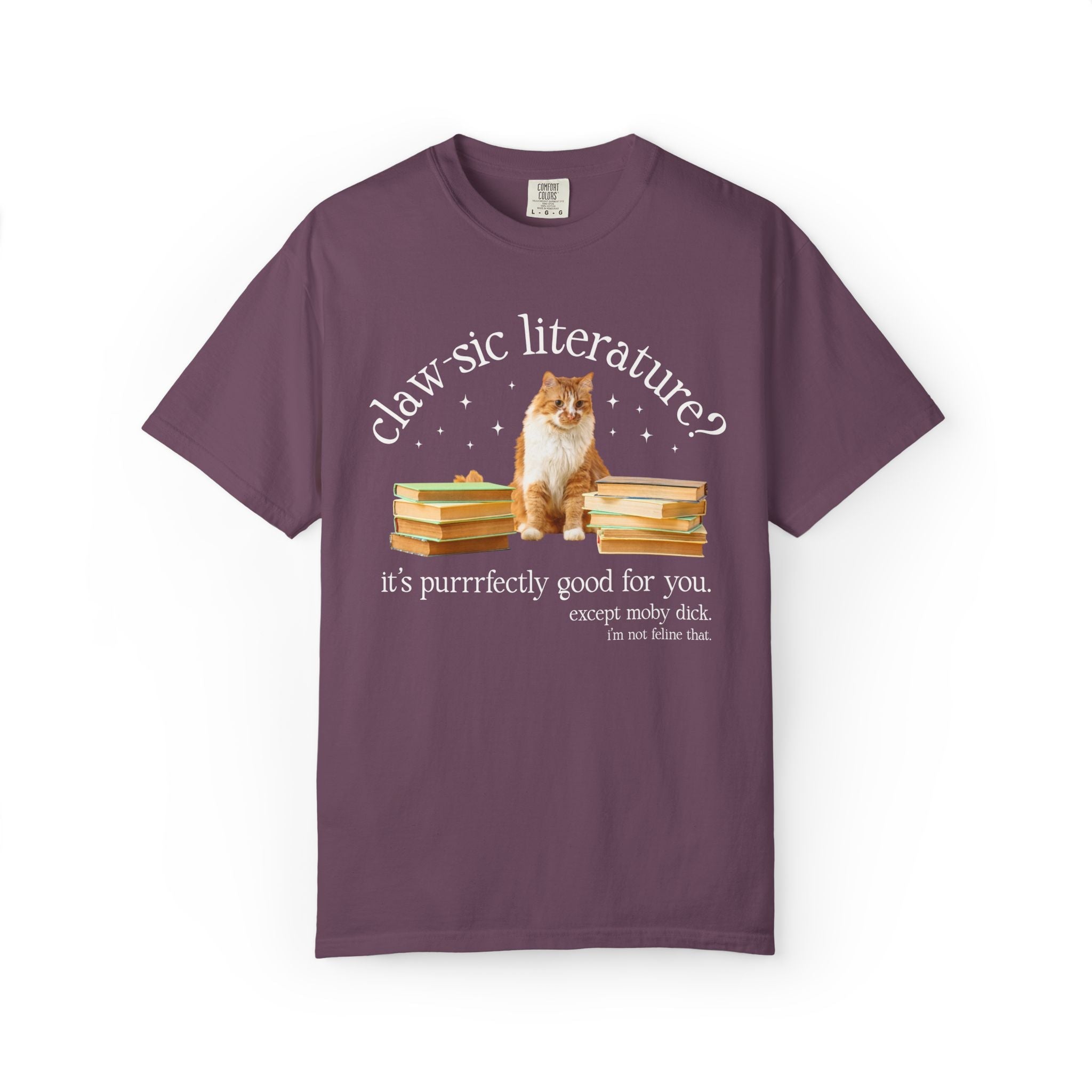 Classic Literature Herman Melville White Whale T-Shirt with Stars: Cute American Literature Professor Bookish Tee for Cat Mom or Cat Dad - Opal and June