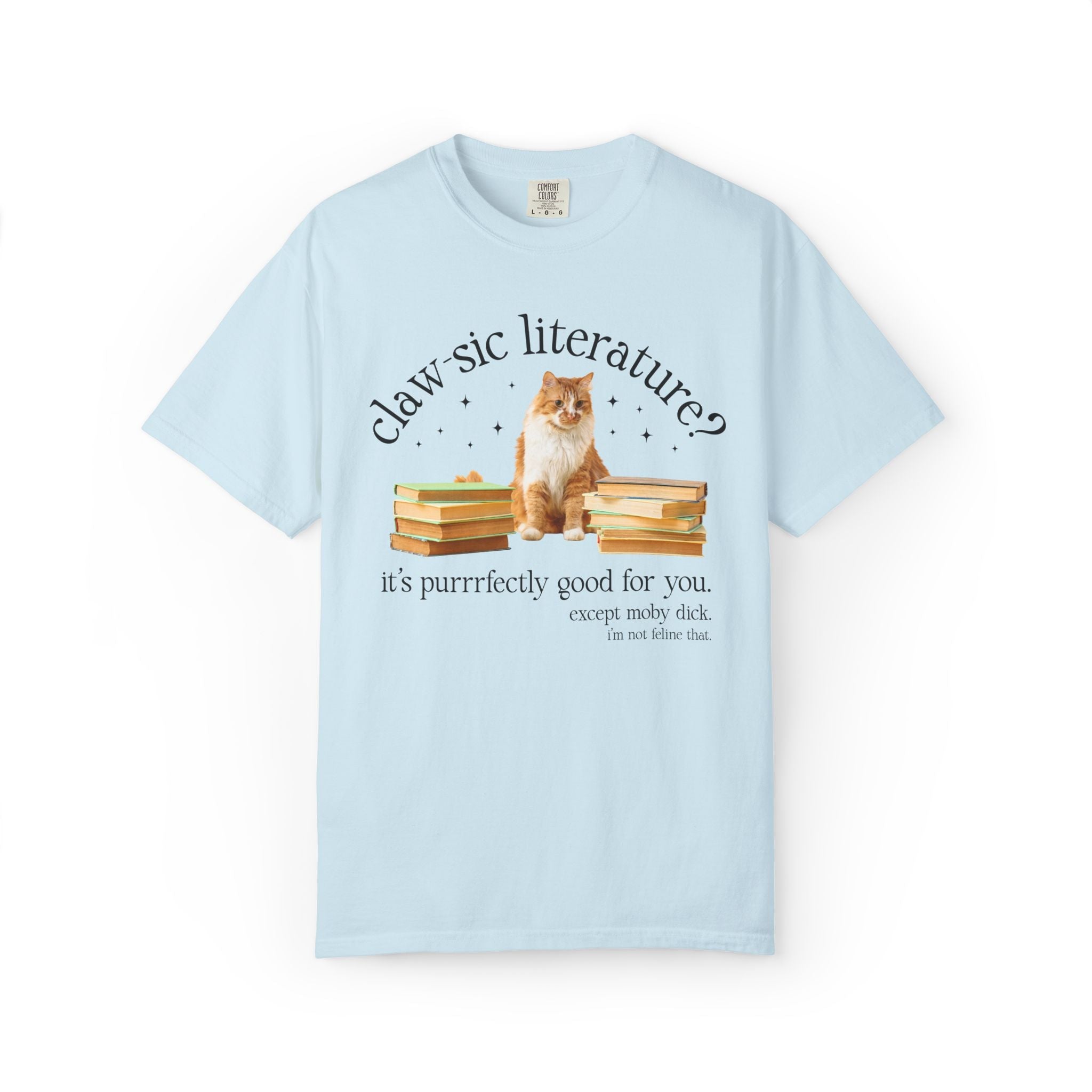 Classic Literature Herman Melville White Whale T-Shirt with Stars: Cute American Literature Professor Bookish Tee for Cat Mom or Cat Dad - Opal and June
