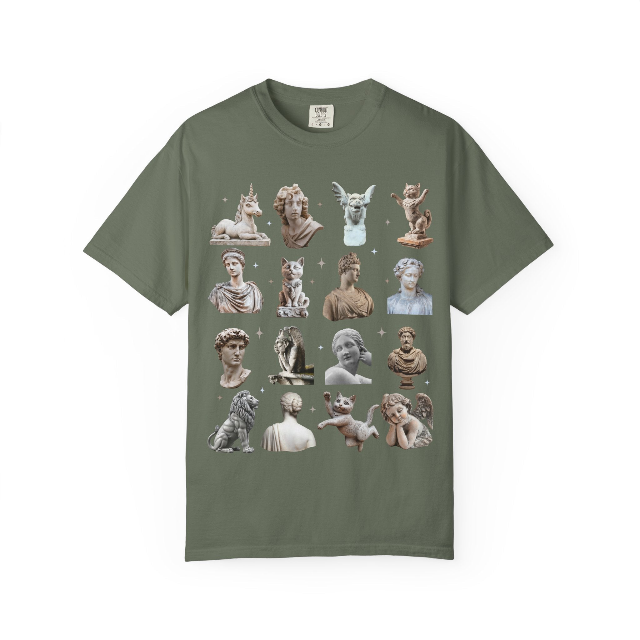 Classic Statues Mixed with Funny Cat and Unicorn Statues - Opal and June