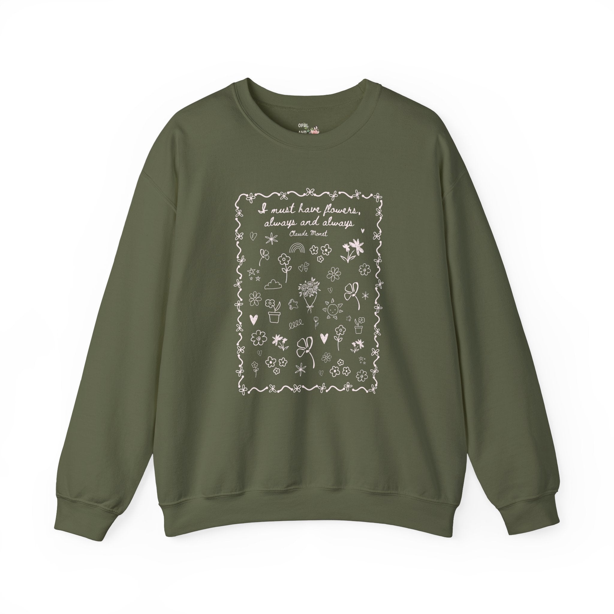 Claude Monet Gardening Sweatshirt for Mom Who Loves Flowers and Cute 90s Doodles: Must Have Flowers, Cute Wedding Florist Thank You Gift - Opal and June