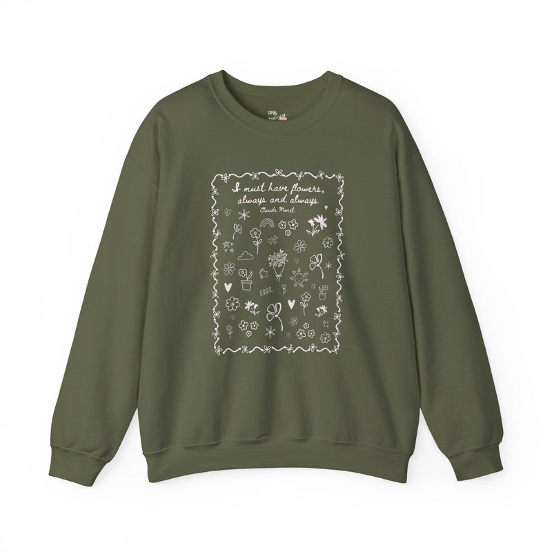 Claude Monet Gardening Sweatshirt for Mom Who Loves Flowers and Cute 90s Doodles: Must Have Flowers, Cute Wedding Florist Thank You Gift - Opal and June