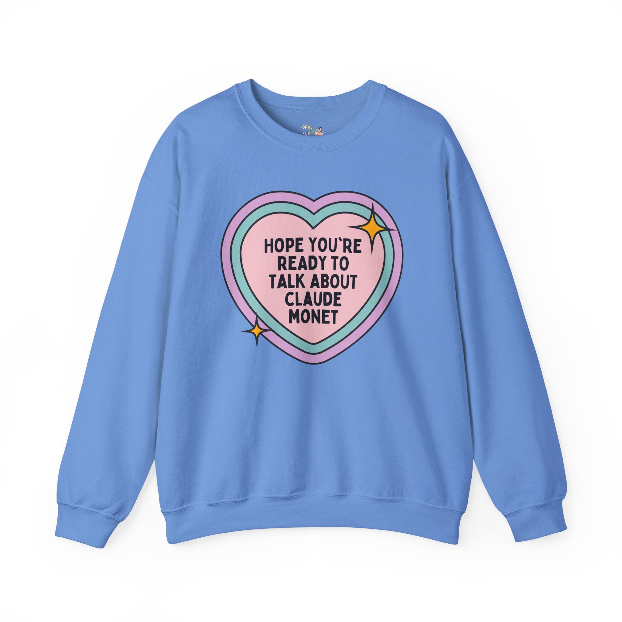 Claude Monet Impressionist Artist Sweatshirt with Heart, Colorful Maximalist Art History Shirt, 19th Century Artists, European Art History - Opal and June