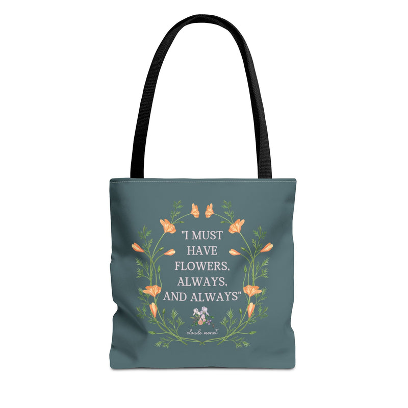 Claude Monet Tote: Must Have Flowers - Opal and June