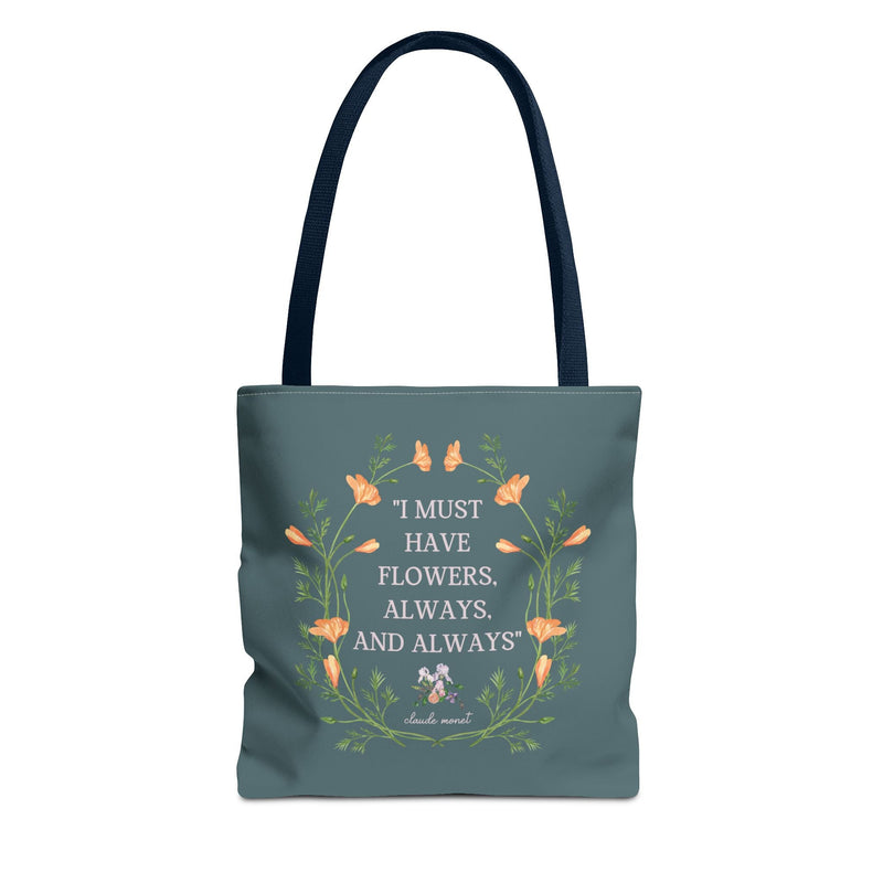 Claude Monet Tote: Must Have Flowers - Opal and June