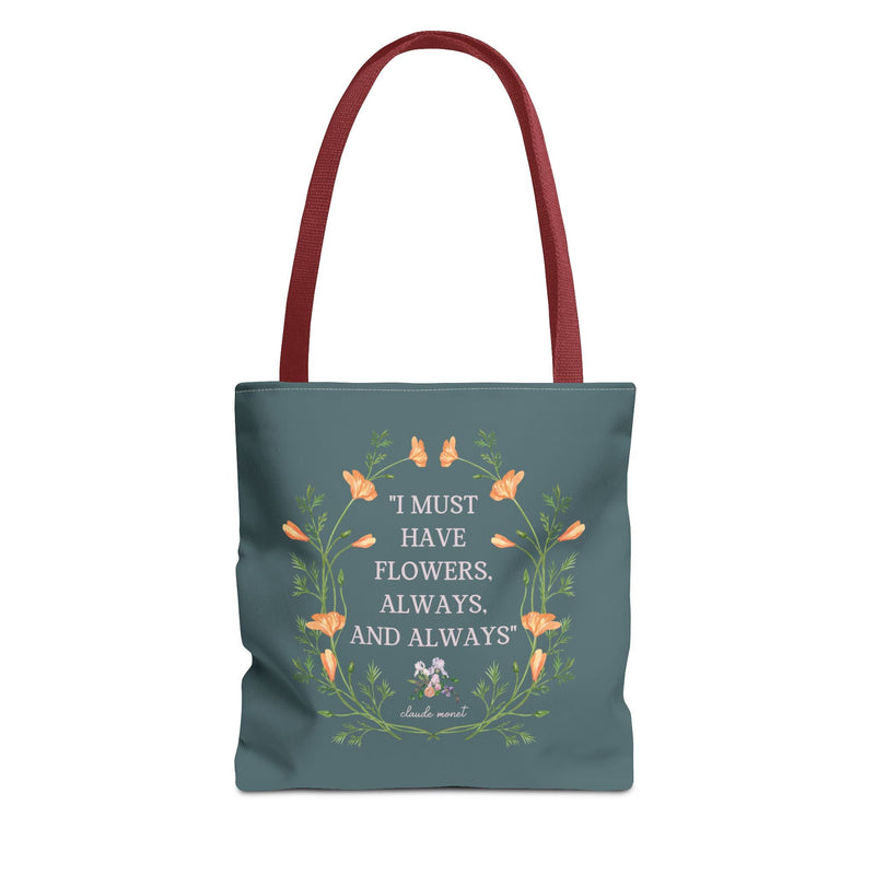 Claude Monet Tote: Must Have Flowers - Opal and June