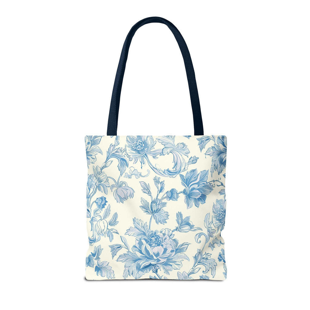Claude Monet Water Lily Tote Bag with Letter, Colorful Initial Tote Bag with Gingham and Vintage Aesthetic Toile, Gift for Art History Lover - Opal and June