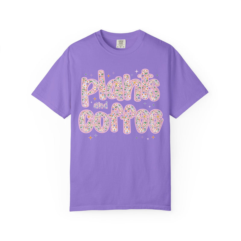 Coffee Lover Tee Shirt for Mom Who Loves Plants, Funny Saying 90s Throwback Coffee and Plants T-Shirt, Cute Birthday Gift, Flower Farmer - Opal and June