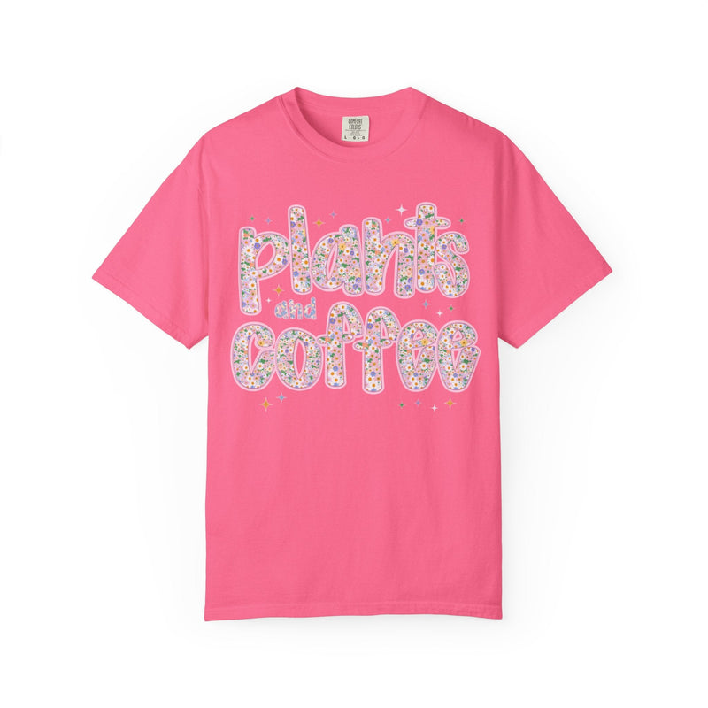 Coffee Lover Tee Shirt for Mom Who Loves Plants, Funny Saying 90s Throwback Coffee and Plants T-Shirt, Cute Birthday Gift, Flower Farmer - Opal and June