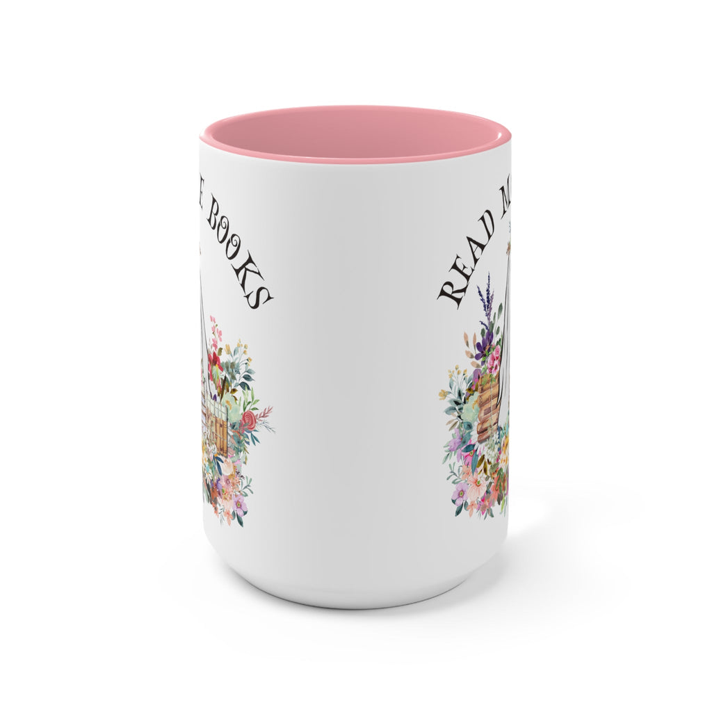 Coffee Mug for Librarian: Read More Books | 15 Oz Coffee Mug with Floral Ghost - Opal and June