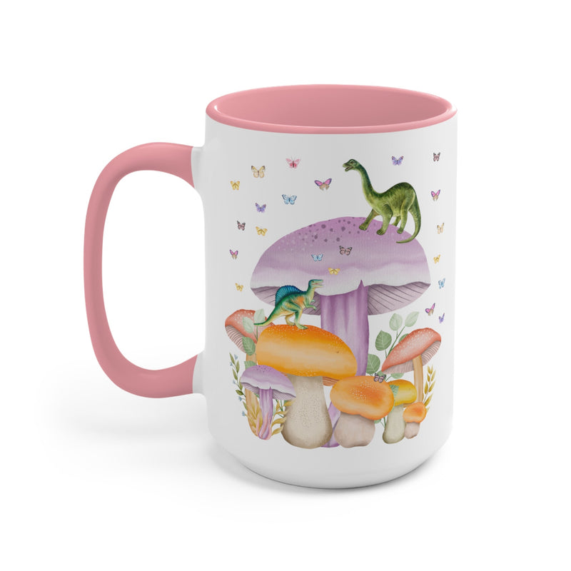 Coffee Mug with Dinosaurs and Mushrooms: 15 Oz Coffee Mug - Opal and June