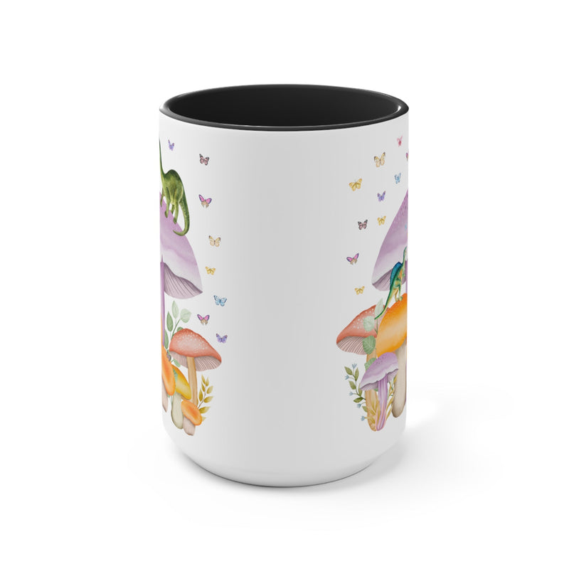 Coffee Mug with Dinosaurs and Mushrooms: 15 Oz Coffee Mug - Opal and June