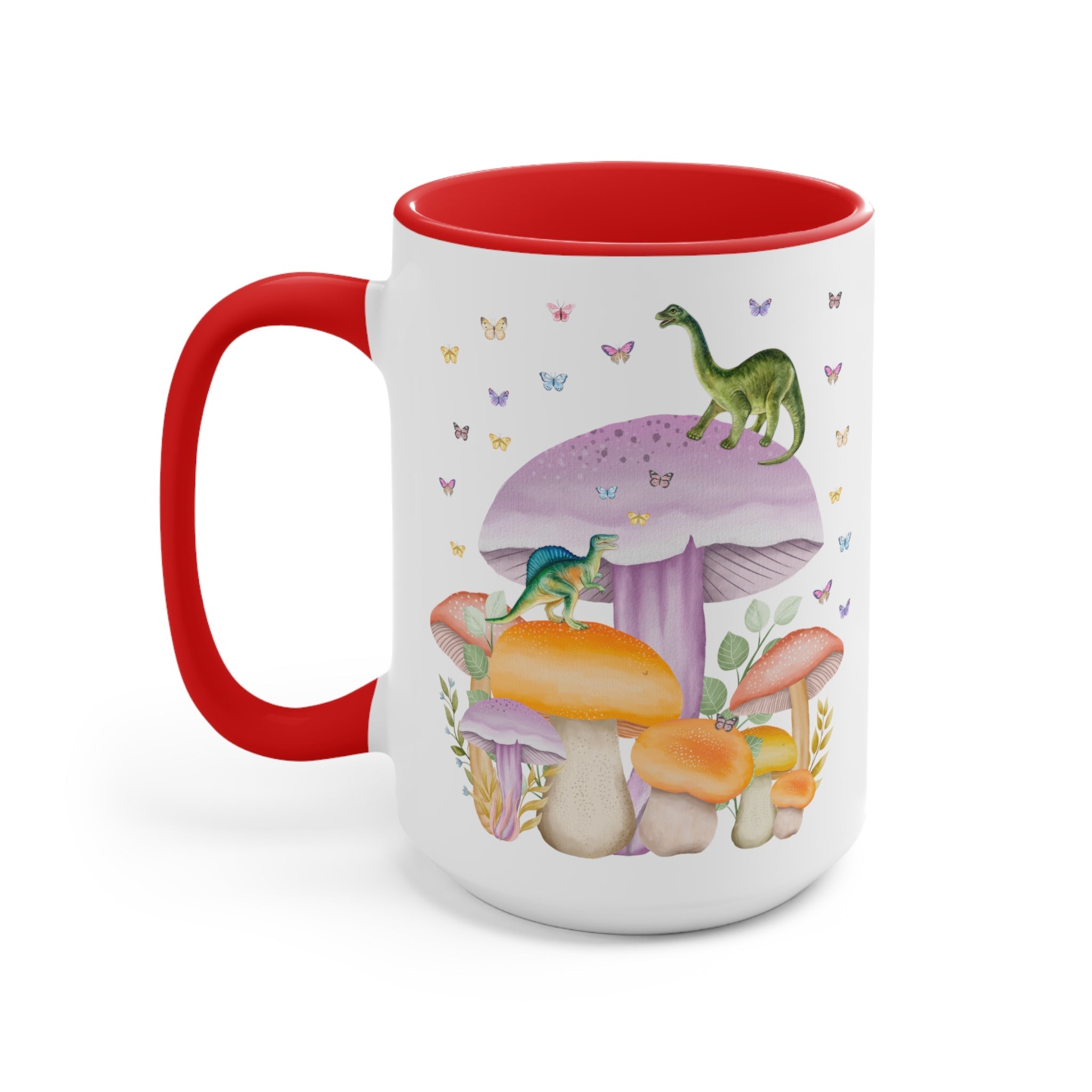 Coffee Mug with Dinosaurs and Mushrooms: 15 Oz Coffee Mug - Opal and June