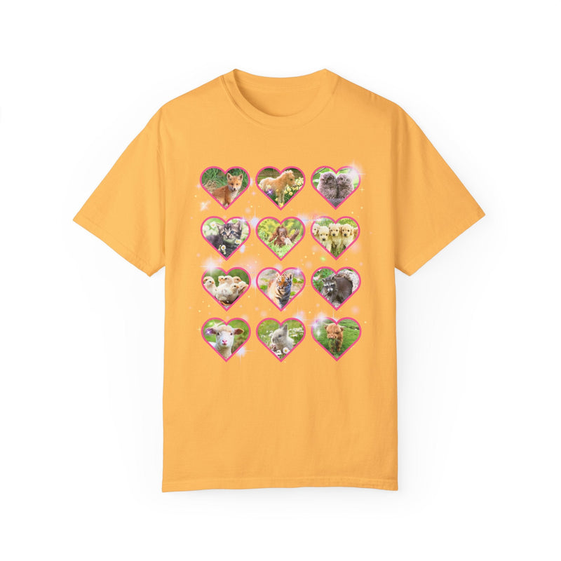Colorful Animal Lover T-Shirt, 90s and Y2k Aesthetic, Adorable Baby Animals T-Shirt, Weirdcore Dreamcore Cat Lover Tee, Puppies and Bunny T - Opal and June