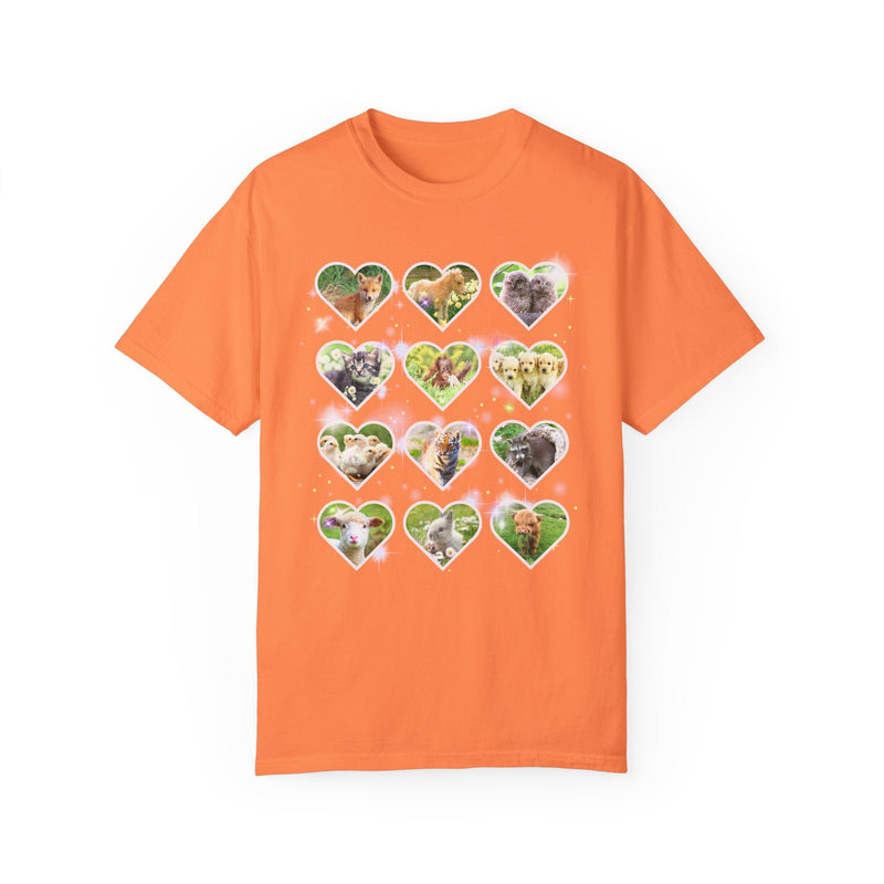 Colorful Animal Lover T-Shirt, 90s and Y2k Aesthetic, Adorable Baby Animals T-Shirt, Weirdcore Dreamcore Cat Lover Tee, Puppies and Bunny T - Opal and June